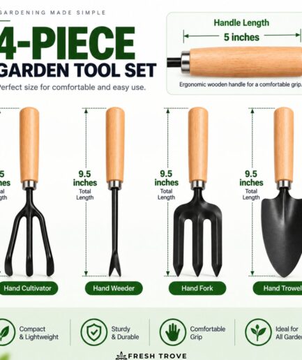 Fresh Trove 4-Piece Garden Tool Set for Gardening