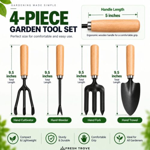 Fresh Trove 4-Piece Garden Tool Set for Gardening