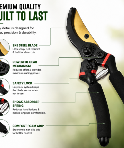 Fresh Trove 8-Inch Garden Pruning Shears – Plant Cutter, Flower Cutter & Secateurs for Everyday Garden Care