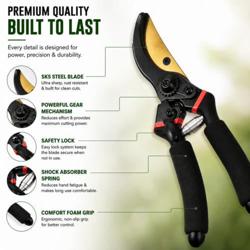 Fresh Trove 8-Inch Garden Pruning Shears – Plant Cutter, Flower Cutter & Secateurs for Everyday Garden Care