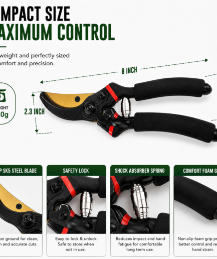 Fresh Trove 8-Inch Garden Pruning Shears – Plant Cutter, Flower Cutter & Secateurs for Everyday Garden Care