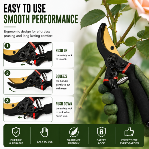 Fresh Trove 8-Inch Garden Pruning Shears – Plant Cutter, Flower Cutter & Secateurs for Everyday Garden Care