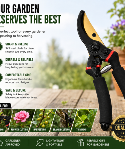Fresh Trove 8-Inch Garden Pruning Shears – Plant Cutter, Flower Cutter & Secateurs for Everyday Garden Care