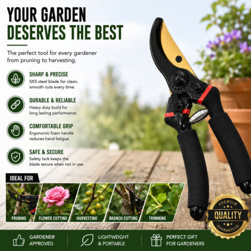 Fresh Trove 8-Inch Garden Pruning Shears – Plant Cutter, Flower Cutter & Secateurs for Everyday Garden Care
