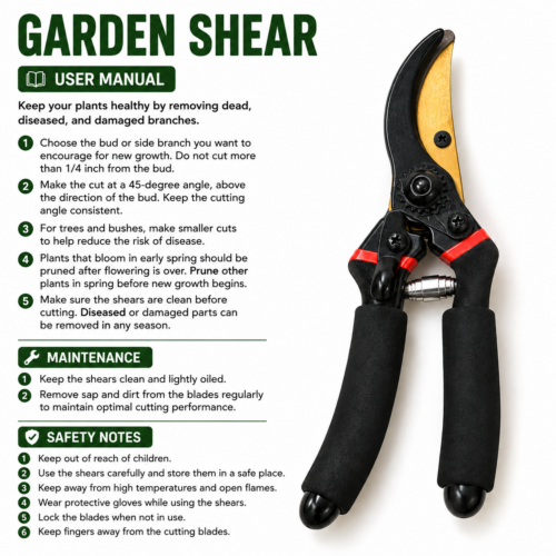 Fresh Trove 8-Inch Garden Pruning Shears – Plant Cutter, Flower Cutter & Secateurs for Everyday Garden Care