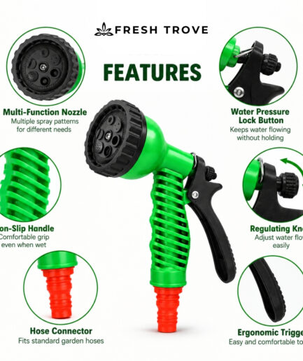Fresh Trove 7 Flow Water Spray Gun – High Pressure Garden Hose Nozzle