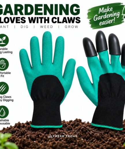 Fresh Trove Claw Gloves – Gardening Gloves with ABS Claws for Digging, Planting, Weeding