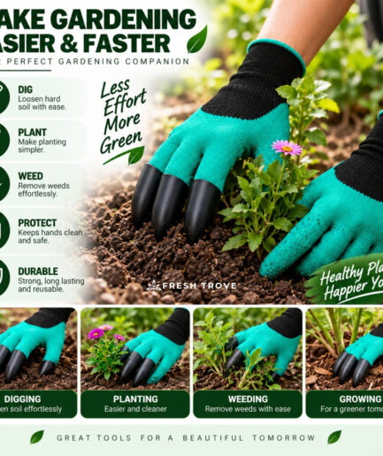 Fresh Trove Claw Gloves – Gardening Gloves with ABS Claws for Digging, Planting, Weeding