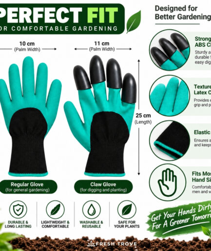 Fresh Trove Claw Gloves – Gardening Gloves with ABS Claws for Digging, Planting, Weeding