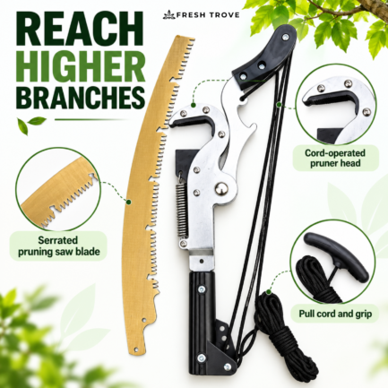 Fresh Trove Tree Branch Cutter SK5 Steel, 5m Pull Cord Long Reach Tool | Long Reach Garden Pruning Tool & Trimmer for Tall Plants