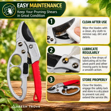 Fresh Trove Garden Pruner Stainless Steel Blade With Safety Lock For Plants