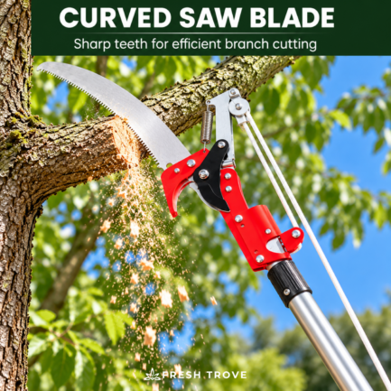 Fresh Trove 2-Way Long Reach Tree Pruner with 350mm Saw Blade, Branch Cutter & 2.5m Pull Rope (Pole Not Included)