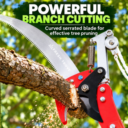 Fresh Trove 2-Way Long Reach Tree Pruner with 350mm Saw Blade, Branch Cutter & 2.5m Pull Rope (Pole Not Included)