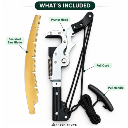 Fresh Trove Tree Branch Cutter SK5 Steel, 5m Pull Cord Long Reach Tool | Long Reach Garden Pruning Tool & Trimmer for Tall Plants
