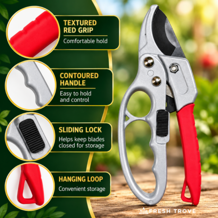 Fresh Trove Garden Pruner Stainless Steel Blade With Safety Lock For Plants