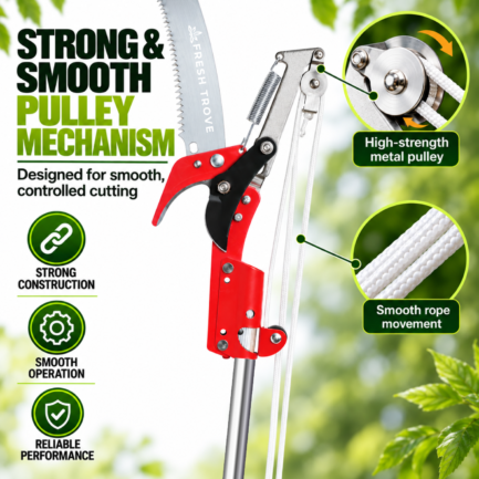 Fresh Trove 2-Way Long Reach Tree Pruner with 350mm Saw Blade, Branch Cutter & 2.5m Pull Rope (Pole Not Included)