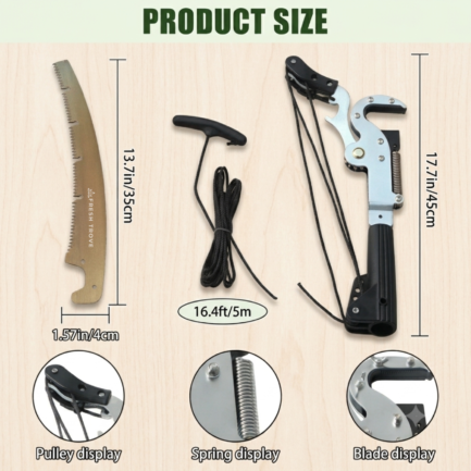 Fresh Trove Tree Branch Cutter SK5 Steel, 5m Pull Cord Long Reach Tool | Long Reach Garden Pruning Tool & Trimmer for Tall Plants